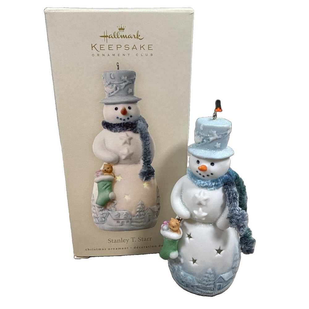 2008 Hallmark Keepsake CLUB Ornament EXCLUSIVE STANLEY T STARR Snowman Light UP